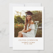Boho Terracotta Bloemen Foto Afstudeer Save The Date (Achterkant)