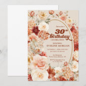 Boho terracotta bloemen groovy 30ste verjaardag kaart (Voorkant / Achterkant)