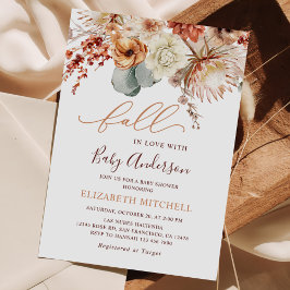 Boho Terracotta Bloemen Herfst Baby Shower Kaart