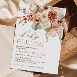 Boho Terracotta Bloemen Herfst Baby Shower Kaart