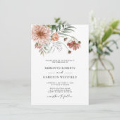 Boho Terracotta Bloemen Herfst Bruiloft Kaart (Staand voorkant)
