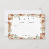 Boho Terracotta Bloemen Herfst Bruiloft RSVP Kaartje (Voorkant)