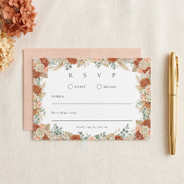 Boho Terracotta Bloemen Herfst Bruiloft RSVP Kaartje