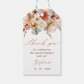 Boho Terracotta Bloemen Herfst Bruiloftsborrel Cadeaulabel (Achterkant)