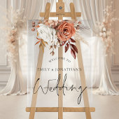 Boho Terracotta Bloemen Herfst Welkom Bruiloft Acryl Bord