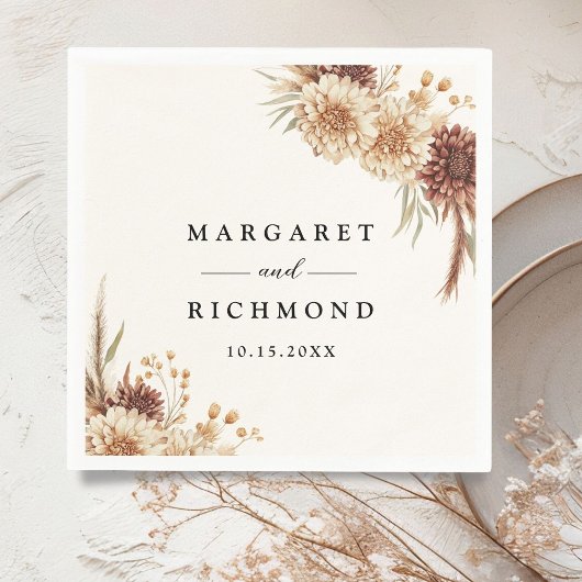 Boho Terracotta  Bloemen Huwelijk Servet