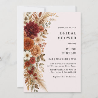 Boho Terracotta Bloemen Pampas Gras Bruiloft Feest Kaart