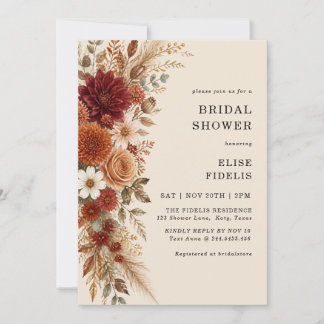Boho Terracotta Bloemen Pampas Gras Bruiloft Feest Kaart