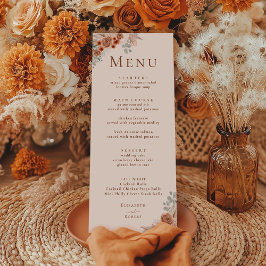 Boho Terracotta Bloemen Pampas Gras Trouwmenu Menu
