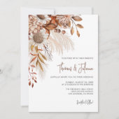 Boho Terracotta Bloemen Pampas Grass Bruiloft Kaart (Voorkant)