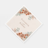 Boho Terracotta Bloemen Pampas Grass Bruiloft Servet (Hoek)