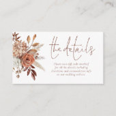 Boho Terracotta Bloemen QR Code Trouwdetails Informatiekaartje (Voorkant)