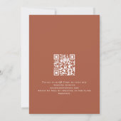 Boho Terracotta Bloemen QR Code Trouwroest Save The Date (Achterkant)