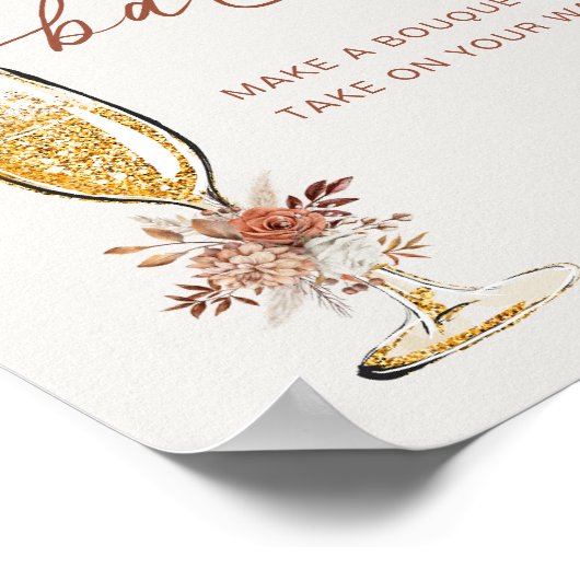 Boho Terracotta Bloemenbar Bloemen Poster (Hoek)