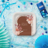 Boho Terracotta Bloemenboog Baby shower Papieren Bordje (Feest)