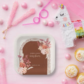 Boho Terracotta Bloemenboog Baby shower Papieren Bordje (Feest)