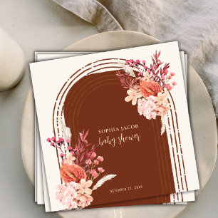 Boho Terracotta Bloemenboog Baby shower Servet