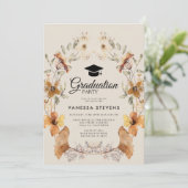 Boho Terracotta Bloemenboog Graduation Cap Party Kaart (Staand voorkant)