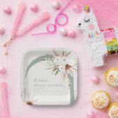 Boho Terracotta Bloemenboog Papieren Bordje (Feest)