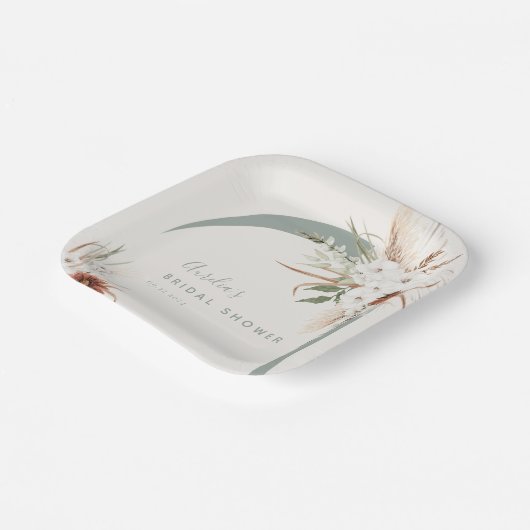 Boho Terracotta Bloemenboog Papieren Bordje (Gebogen)