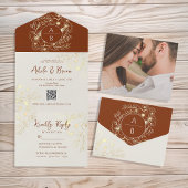 Boho Terracotta Bloemenbruiloft All In One Uitnodiging