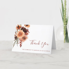 Boho Terracotta Bloemenbruiloft Bedankkaart