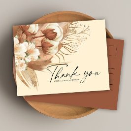 Boho Terracotta Bloemenbruiloft Dank u Briefkaart