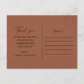 Boho Terracotta Bloemenbruiloft Dank u Briefkaart (Achterkant)