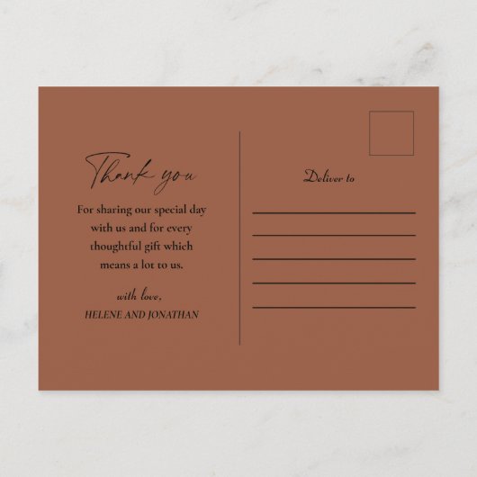 Boho Terracotta Bloemenbruiloft Dank u Briefkaart (Achterkant)