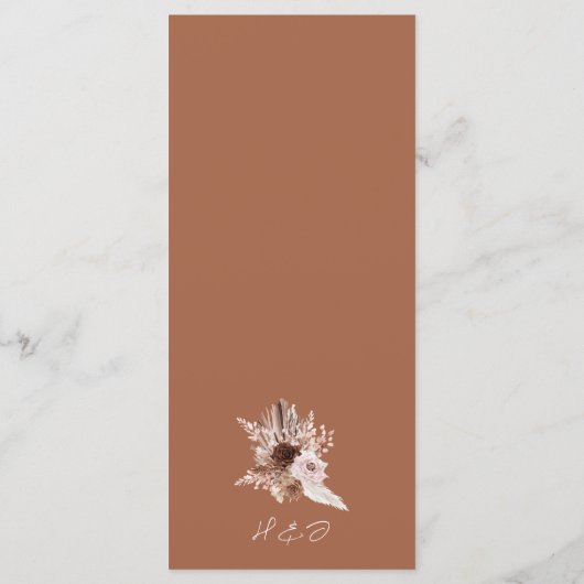 Boho Terracotta Bloemenbruiloft Menu (Achterkant)