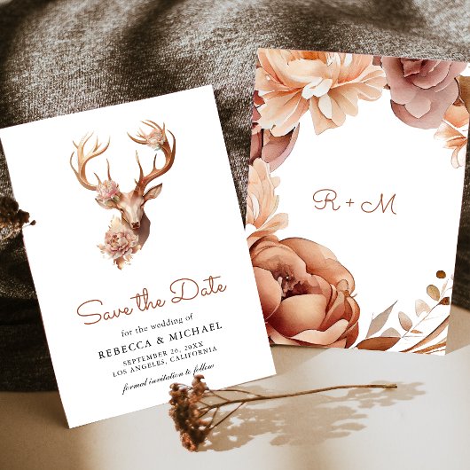 Boho Terracotta Bloemendecoratie Bruiloft Hertenfi Save The Date