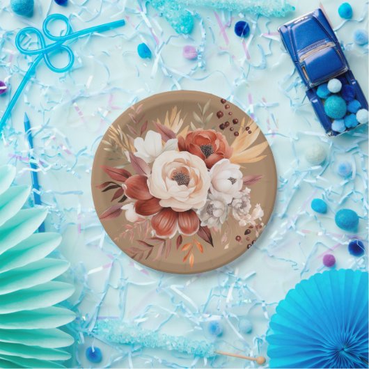 Boho Terracotta Bloemenfeest Papieren Bordje (Feest)