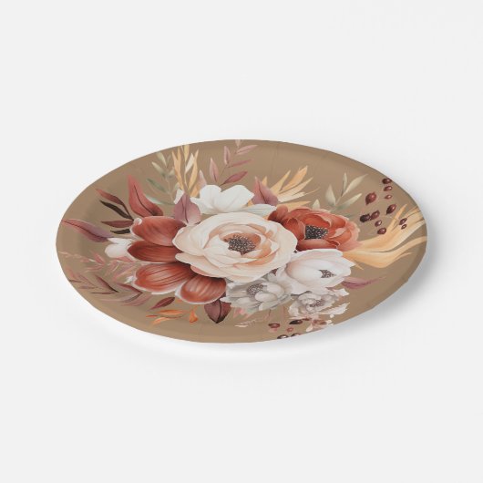 Boho Terracotta Bloemenfeest Papieren Bordje (Gekanteld)