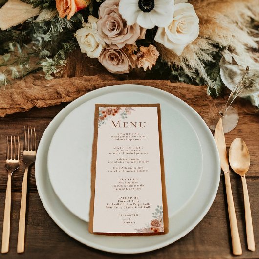 Boho Terracotta Bloemenpampas Grass Wedding Menu