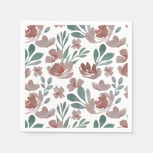 Boho Terracotta Bloemenpatroon Trouwfeest Servet (Voorkant)