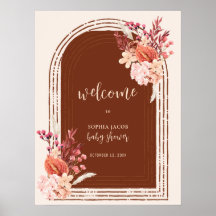 Boho Terracotta Bloemrijke Boog Baby Shower Welkom