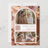 Boho Terracotta Bloemstuk Metselaarsvaas QR Code T Kaart (Achterkant)