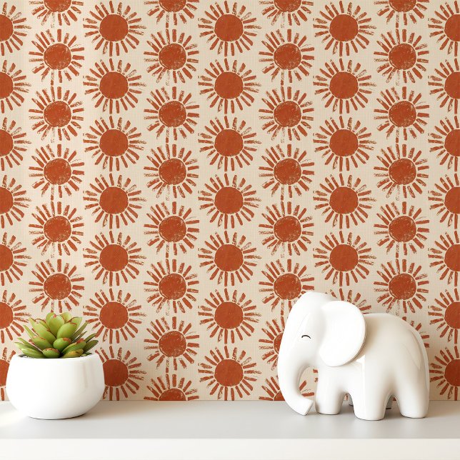 Boho Terracotta Blokprint Zonnepaneel Behang (Creator heeft geüpload)