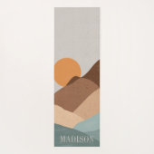 Boho Terracotta Blue Sun Mountains Abstract Yogamat (Achterkant)