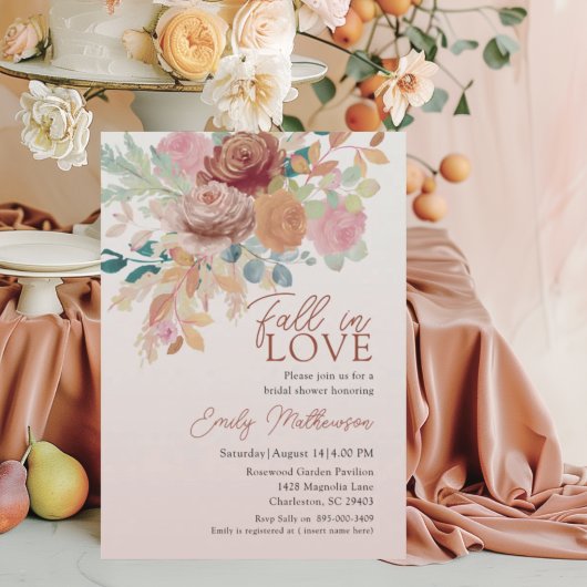 Boho Terracotta & Blush Floral Bridal Shower Kaart