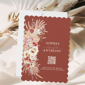 Boho Terracotta & Blush Waterverf Bloemen Bruiloft Kaart