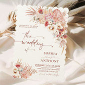 Boho Terracotta & Blush Waterverf Bloemen Bruiloft Kaart