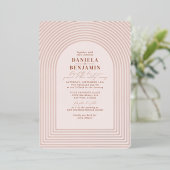 Boho Terracotta Blush Wedding Arch & RSVP QR Code Folie Uitnodiging (Staand Voorkant)