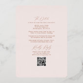 Boho Terracotta Blush Wedding Arch & RSVP QR Code Folie Uitnodiging (Achterkant)