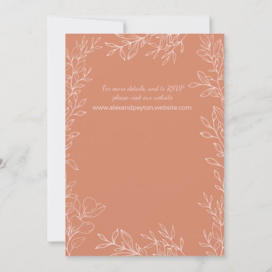 Boho Terracotta Blush Wedding Kaart (Achterkant)