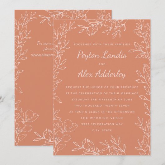 Boho Terracotta Blush Wedding Kaart (Voorkant / Achterkant)