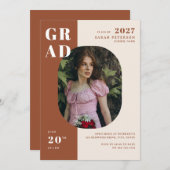 Boho Terracotta Bold Typografie Foto Afstuderen Kaart (Voorkant / Achterkant)