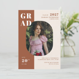 Boho Terracotta Bold Typografie Foto Afstuderen Kaart