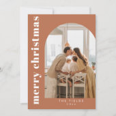 Boho Terracotta Boog Foto Familie Vakantie Kaart (Voorkant)