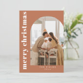 Boho Terracotta Boog Foto Familie Vakantie Kaart (Staand voorkant)